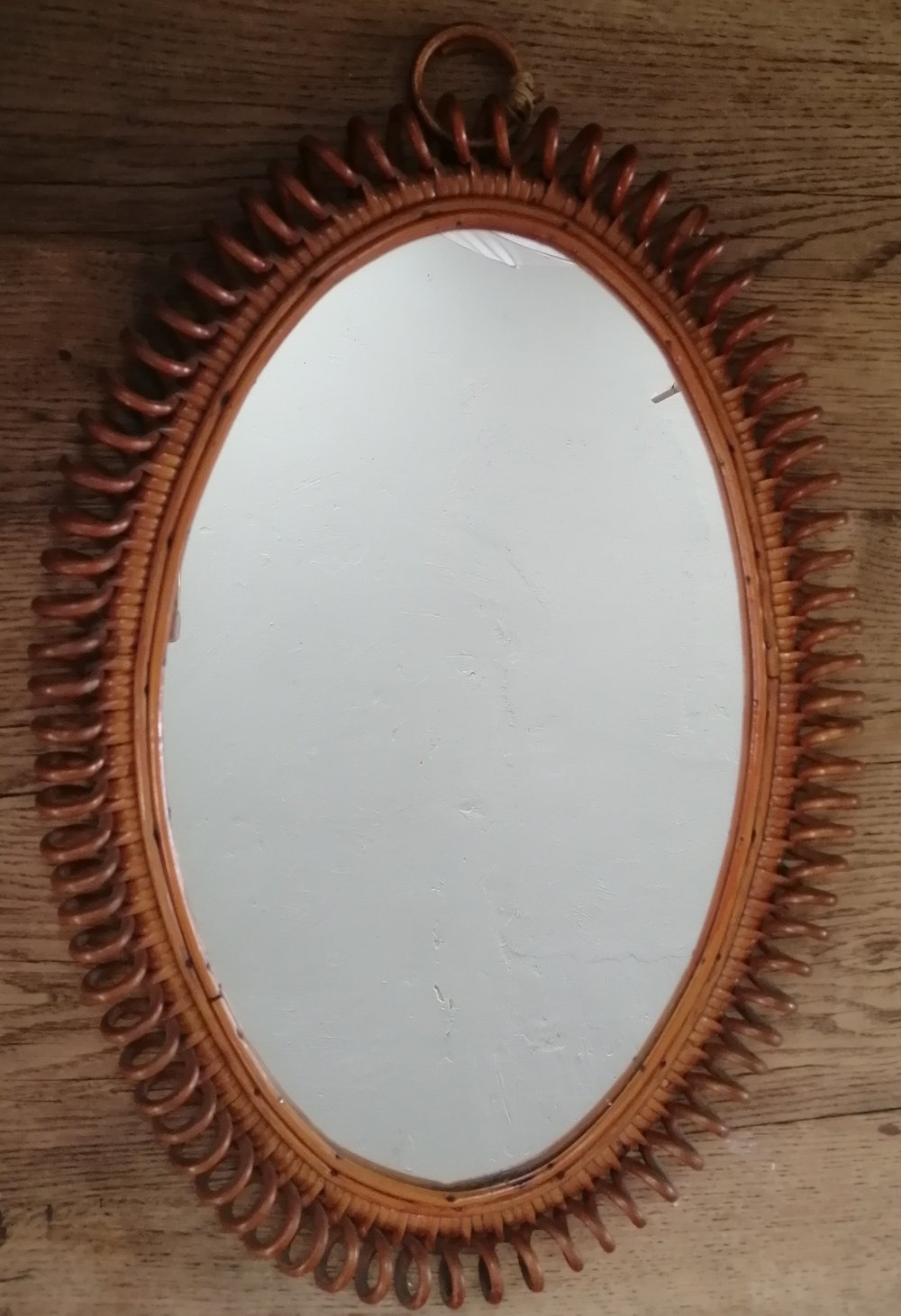Specchio ovale midollino